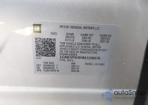 2021 Chevrolet Traverse Awd Ls from USA, damaged, VIN 1GNEVFKW4MJ156576